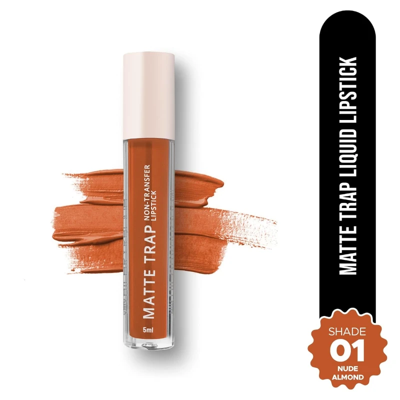 Hilary Rhoda Matte Trap Liquid Lipstick | Non-Transfer & Waterproof Lipstick | 8-Hour Long Stay | Non-Drying Formula | 5ml (Nude Almond - Shade 01) - Thumbnail 2